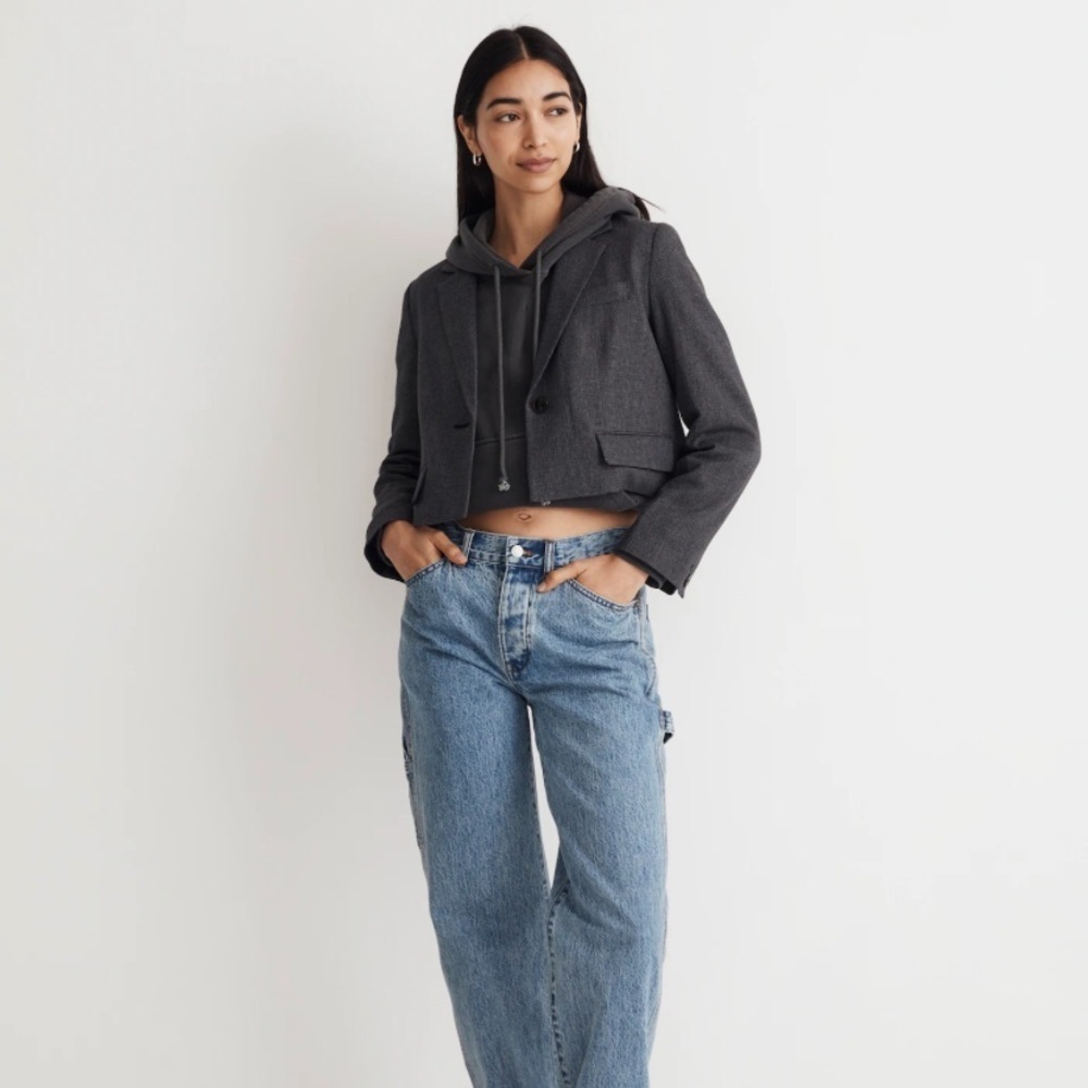 Madewell The Sutter Crop Blazer Italian Fabric Size Medium